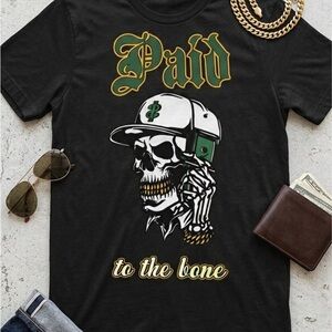 Black Graphic Tee with Skull Design
